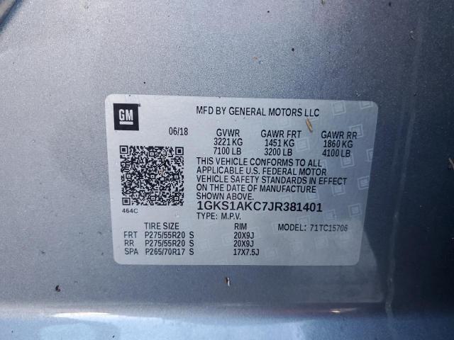 1GKS1AKC7JR381401 - 2018 GMC YUKON SLE GRAY photo 10