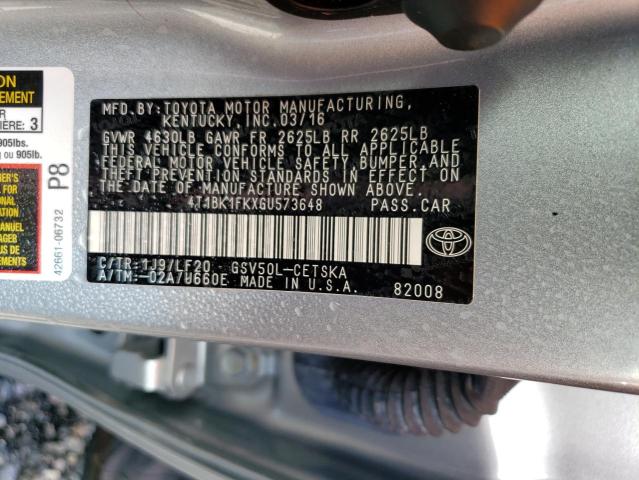 4T1BK1FKXGU573648 - 2016 TOYOTA CAMRY XSE SILVER photo 10