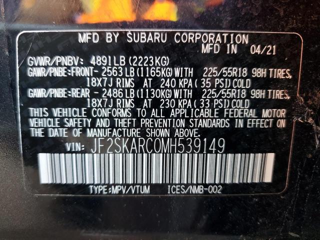 JF2SKARC0MH539149 - 2021 SUBARU FORESTER S BLUE photo 10