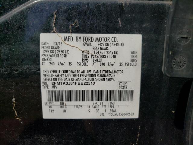 2FMTK3J81FBB22513 - 2015 FORD 1/2 TON BLACK photo 10