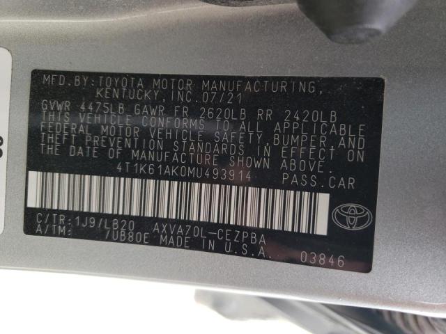 4T1K61AK0MU493914 - 2021 TOYOTA CAMRY XSE SILVER photo 10