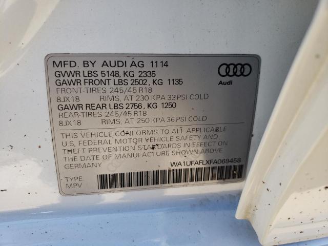 WA1UFAFLXFA069458 - 2015 AUDI A4 ALLROAD SILVER photo 10