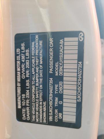 SJKCH5CR3HA027354 - 2017 INFINITI QX30 BASE WHITE photo 10