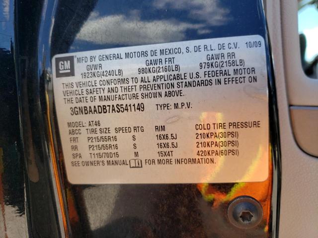 3GNBAADB7AS541149 - 2010 CHEVROLET HHR LS BLACK photo 10