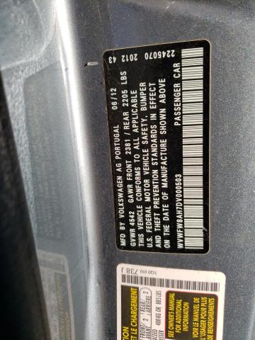 WVWFW8AH7DV000503 - 2013 VOLKSWAGEN EOS LUX 蓝色 照片 10