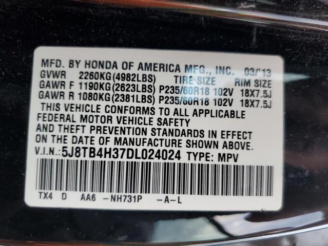 5J8TB4H37DL024024 - 2013 ACURA RDX BLACK photo 10