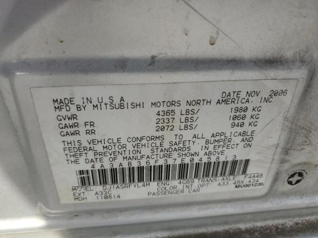 4A3AB36F37E045813 - 2007 MITSUBISHI GALANT ES SILVER photo 10