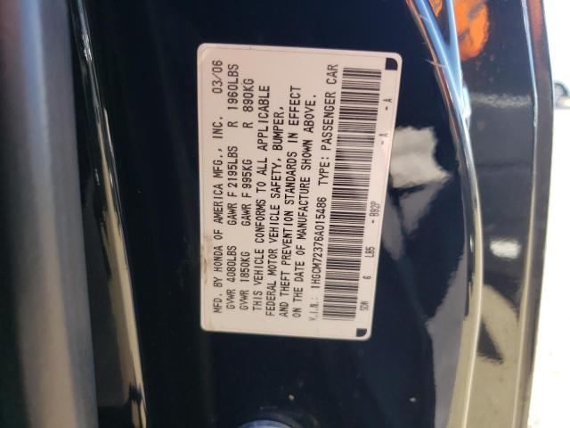 1HGCM72376A015486 - 2006 HONDA ACCORD LX BLACK photo 10