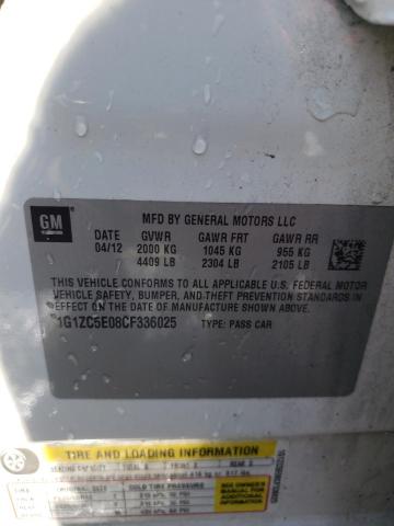 1G1ZC5E08CF336025 - 2012 CHEVROLET MALIBU 1LT  照片 10