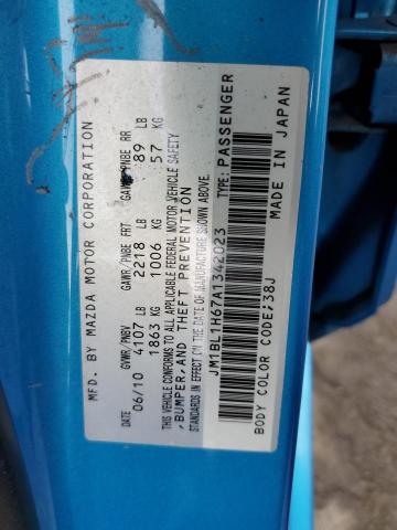 JM1BL1H67A1342023 - 2010 MAZDA 3 S BLUE photo 10