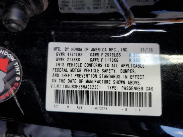 19UUB3F55HA002351 - 2017 ACURA TLX TECH BLACK photo 10