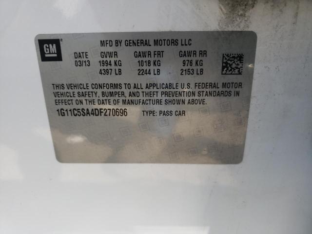 1G11C5SA4DF270696 - 2013 CHEVROLET MALIBU 1LT თეთრი ფოტო 10