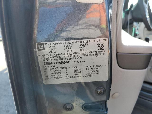 3GNBAAFW8BS594847 - 2011 CHEVROLET HHR LS GRAY photo 10