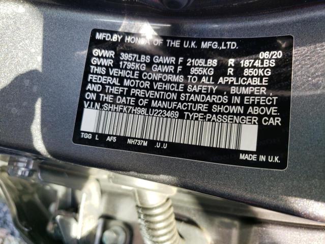 SHHFK7H98LU223469 - 2020 HONDA CIVIC SPOR GRAY photo 10