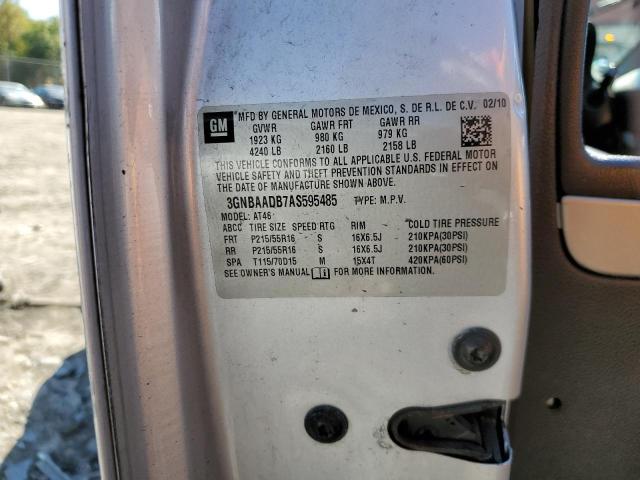 3GNBAADB7AS595485 - 2010 CHEVROLET HHR LS SILVER photo 10