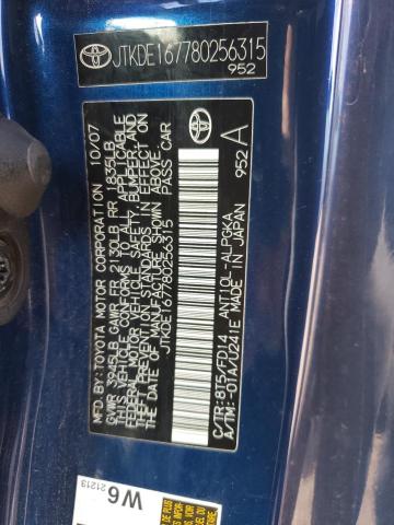 JTKDE167780256315 - 2008 TOYOTA SCION TC 蓝色 照片 10