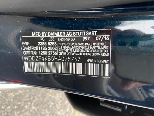 WDDZF4KB5HA075767 - 2017 MERCEDES-BENZ E 300 4MAT BLUE photo 10