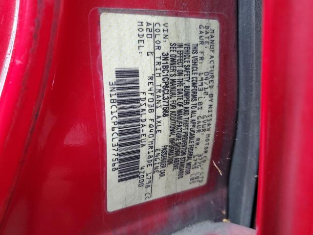 3N1BC1CP6CL377568 - 2012 NISSAN VERSA RED photo 10