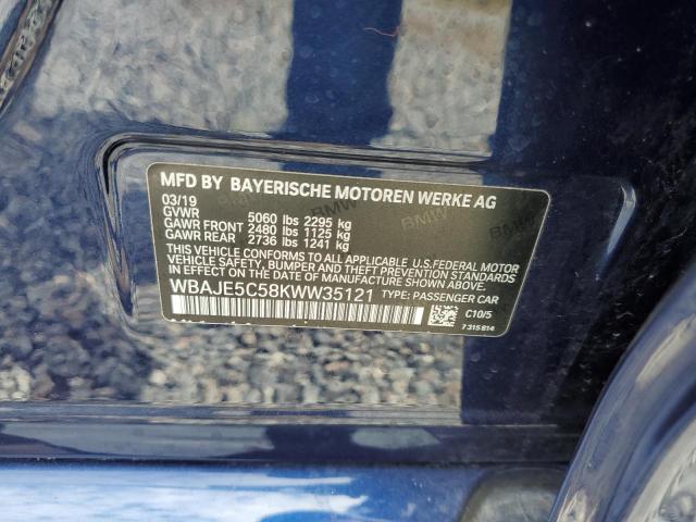 WBAJE5C58KWW35121 - 2019 BMW 540 I BLUE photo 9