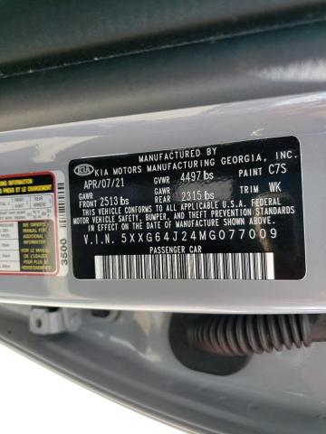 5XXG64J24MG077009 - 2021 KIA K5 GT LINE GRAY photo 10