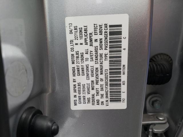 JH4KC1F36EC002573 - 2014 ACURA RLX SILVER photo 10