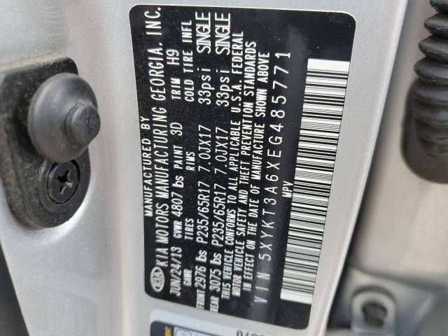 5XYKT3A6XEG485771 - 2014 KIA SORENTO SILVER photo 10