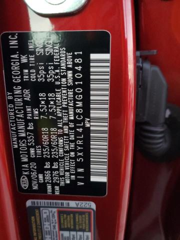 5XYRL4LC8MG010481 - 2021 KIA SORENTO S RED photo 10