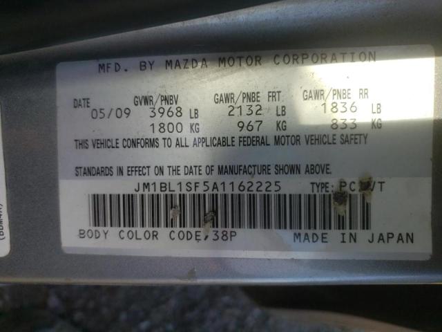 JM1BL1SF5A1162225 - 2010 MAZDA 3 I GRAY photo 10