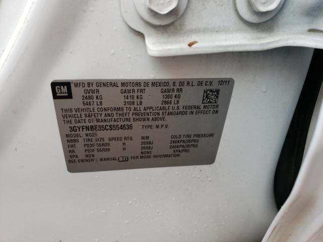 3GYFNBE35CS554636 - 2012 CADILLAC SRX PERFOR 白色 照片 10