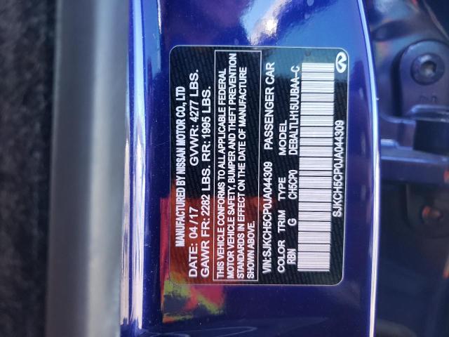 SJKCH5CP0JA044309 - 2018 INFINITI QX30 BASE BLUE photo 10