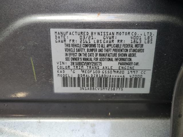 3N1AB8CV5MY258775 - 2021 NISSAN SENTRA SV GRAY photo 10