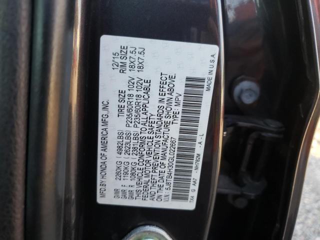 5J8TB4H30GL022667 - 2016 ACURA RDX CHARCOAL photo 10