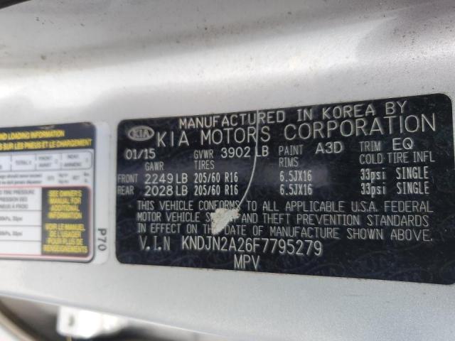 KNDJN2A26F7795279 - 2015 KIA SOUL SILVER photo 10