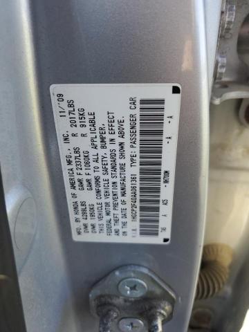 1HGCP2F40AA061361 - 2010 HONDA ACCORD LXP SILVER photo 10