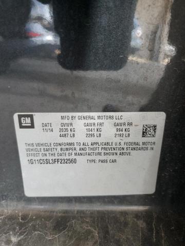 1G11C5SL3FF232560 - 2015 CHEVROLET MALIBU 1LT Gri fotoğraf 10