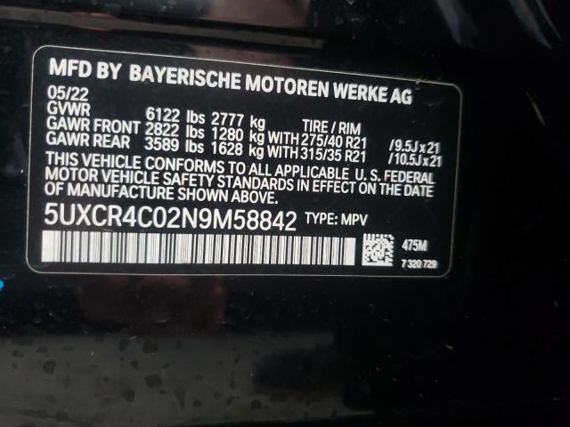 5UXCR4C02N9M58842 - 2022 BMW X5 SDRIVE BLACK photo 10