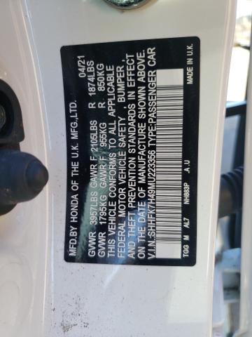 SHHFK7H49MU223356 - 2021 HONDA CIVIC SPOR 白色 照片 10
