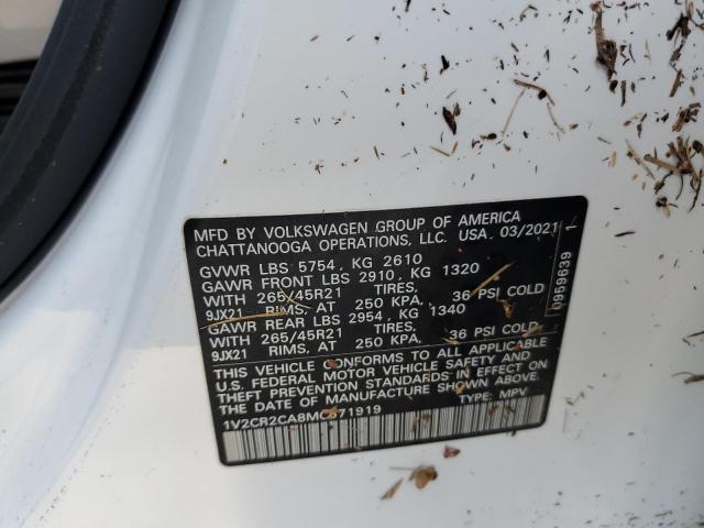 1V2CR2CA8MC571919 - 2021 VOLKSWAGEN ATLAS SEL Ağ foto 10