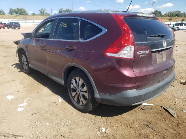 5J6RM3H79CL011946 - 2012 HONDA CR-V EXL BURGUNDY photo 3