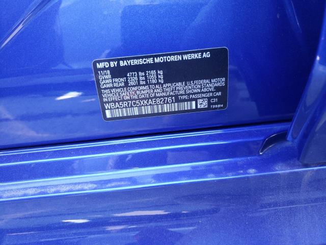 WBA5R7C5XKAE82761 - 2019 BMW 330XI BLUE photo 10