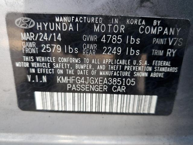 KMHFG4JGXEA385105 - 2014 HYUNDAI AZERA SILVER photo 10