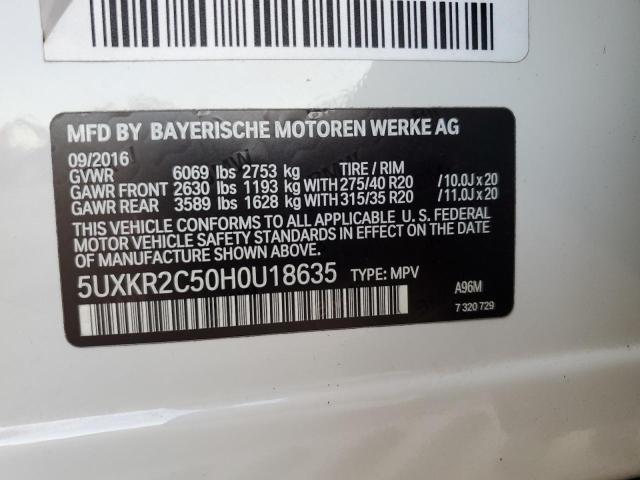 5UXKR2C50H0U18635 - 2017 BMW X5 SDRIVE3 WHITE photo 10