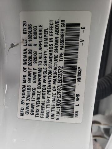19XFC2F87LE023572 - 2020 HONDA CIVIC SPOR 白色 照片 10