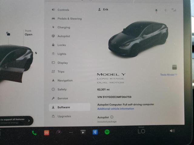 5YJYGDEE3MF064759 - 2021 TESLA MODEL Y فحمي صورة 8