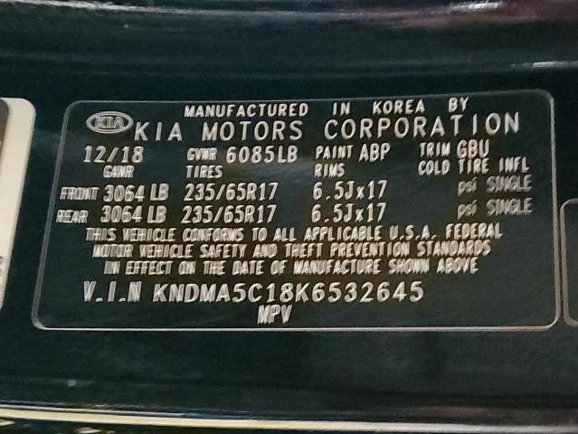 KNDMA5C18K6532645 - 2019 KIA SEDONA L BLACK photo 10