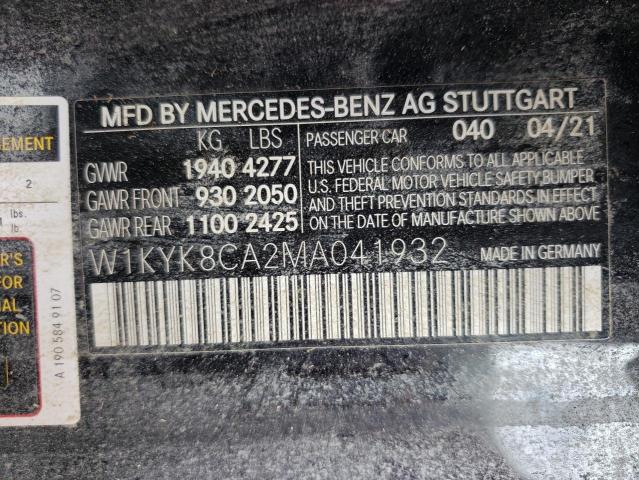 W1KYK8CA2MA041932 - 2021 MERCEDES-BENZ AMG GT BLACK photo 10