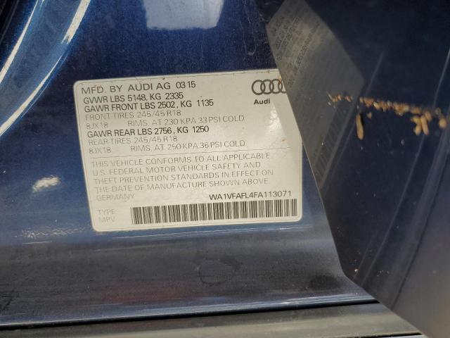 WA1VFAFL4FA113071 - 2015 AUDI A4 ALLROAD BLUE photo 10