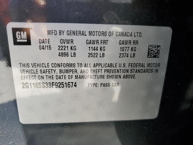 2G1165S33F9251674 - 2015 CHEVROLET IMPALA LTZ BLACK photo 10