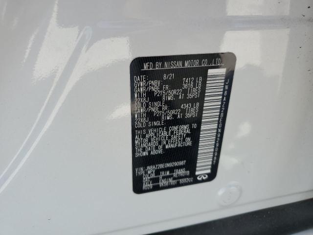 JN8AZ2BE0N9290987 - 2022 INFINITI QX80 SENSO WHITE photo 10