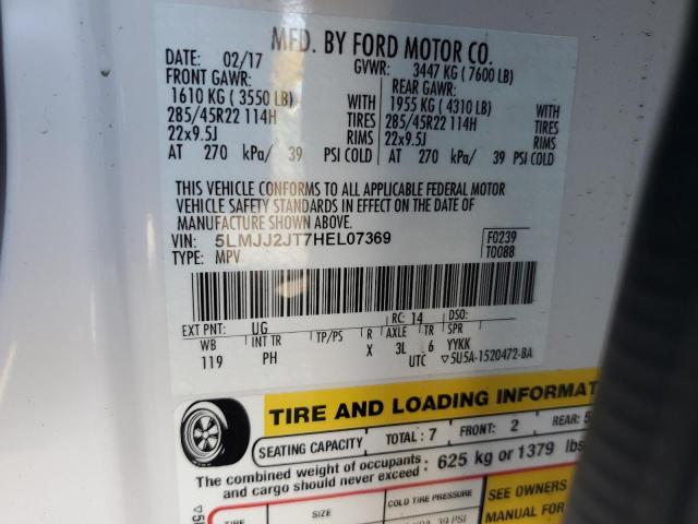 5LMJJ2JT7HEL07369 - 2017 LINCOLN NAVIGATOR 白色 照片 10